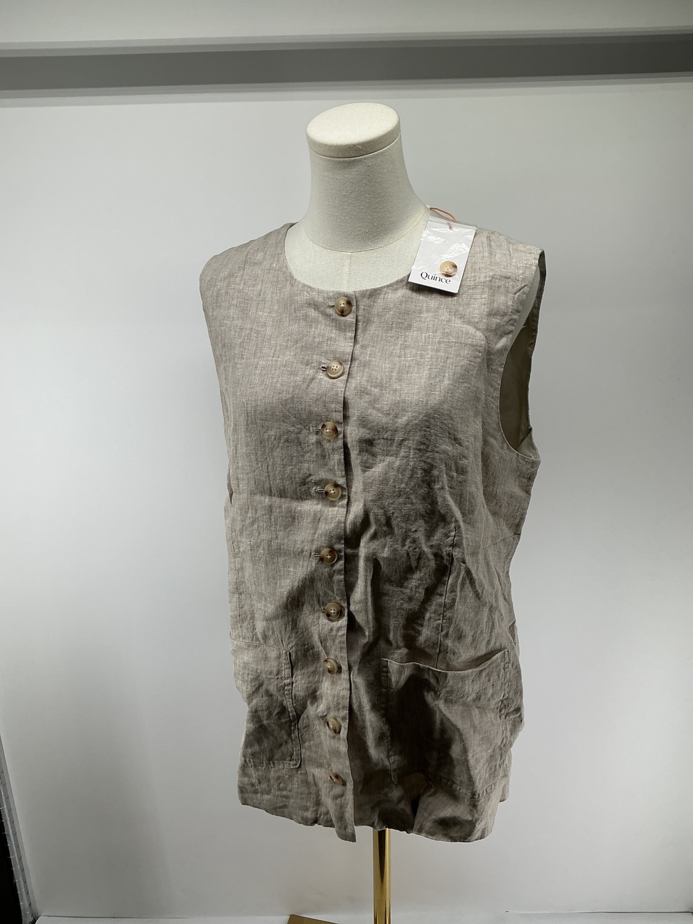 100% European Linen Longline Vest
